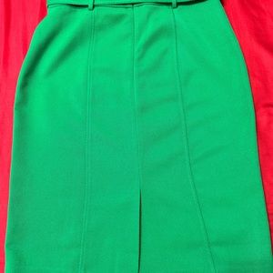 Ann Taylor Belted Seamed Pencil Skirt Bright Green